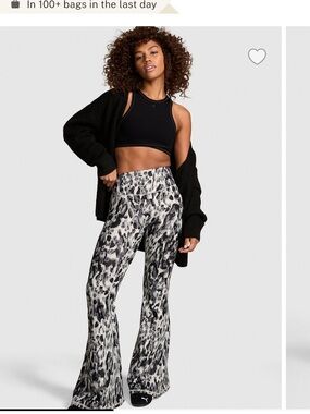 PINK Victoria's Secret Black & White Leopard Flare Leggings